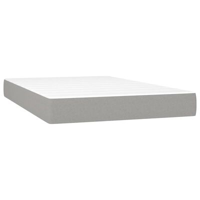 vidaXL Boxspringbett mit Matratze & LED Hellgrau 120x200 cm Stoff