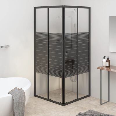 vidaXL Duschkabine mit Streifen ESG 70x70x180 cm Schwarz