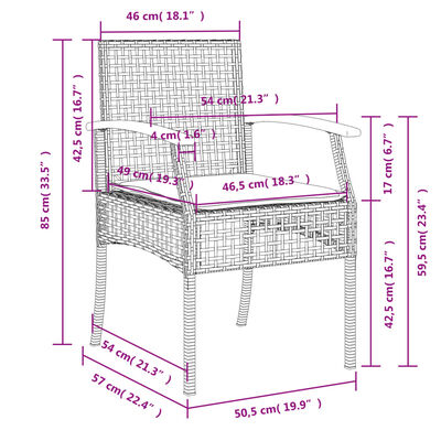 vidaXL Gartenstühle mit Kissen 4 Stk. Beige Poly Rattan Akazienholz