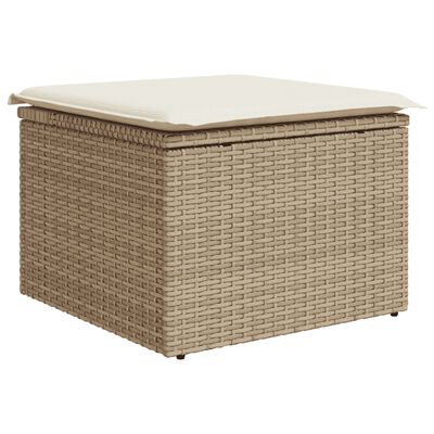 vidaXL 7-tlg. Garten-Sofagarnitur mit Kissen Beige Poly Rattan