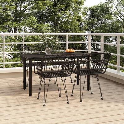 vidaXL 5-tlg. Garten-Essgruppe Schwarz Poly Rattan