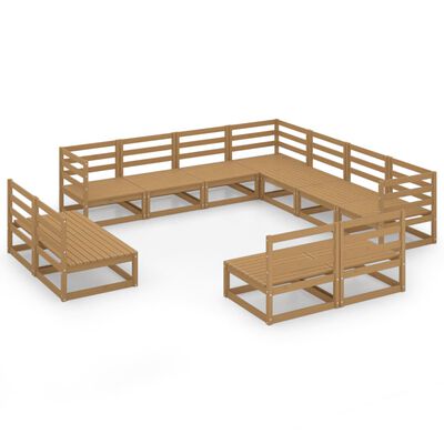 vidaXL 11-tlg. Garten-Lounge-Set Honigbraun Massivholz Kiefer