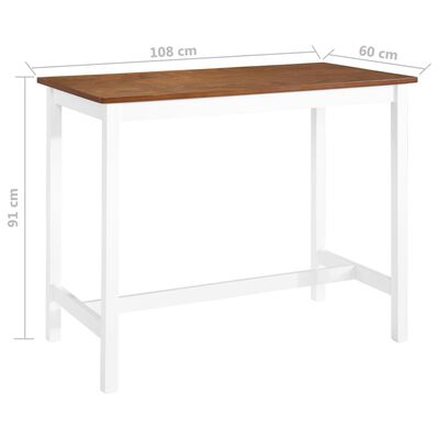 vidaXL Bartisch Massivholz 108x60x91 cm