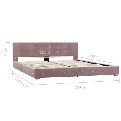 vidaXL Bett mit Memory-Schaum-Matratze Rosa Samt 180x200cm