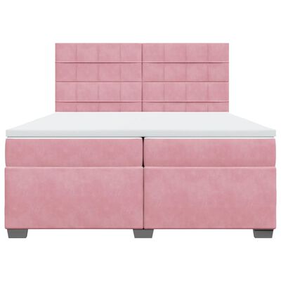 vidaXL Boxspringbett mit Matratze Rosa 200x200 cm Samt