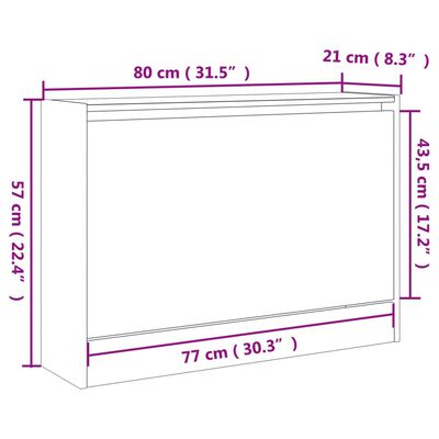 vidaXL Schuhschrank Grau Sonoma 80x21x57 cm Holzwerkstoff