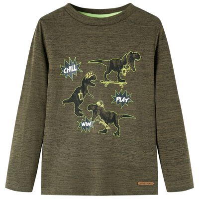 Kinder-Langarmshirt Dunkles Khaki Melange 116