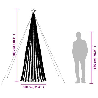 vidaXL Weihnachtsbaum Kegelform 688 LEDs Mehrfarbig 300 cm