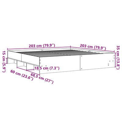 vidaXL Bettgestell Sonoma-Eiche 200x200 cm Holzwerkstoff