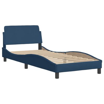 vidaXL Bett mit Matratze Blau 90x190 cm Stoff