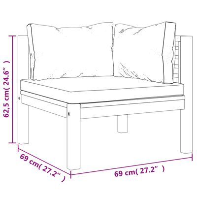 vidaXL 5-tlg. Garten-Lounge-Set mit Creme Kissen Massivholz Akazie