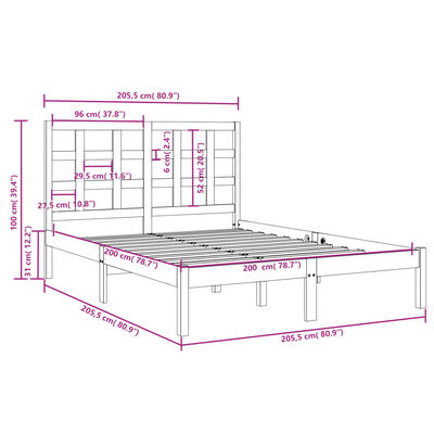 vidaXL Massivholzbett 200x200 cm