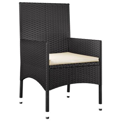 vidaXL 4-tlg. Garten-Lounge-Set mit Kissen Schwarz Poly Rattan