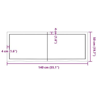 vidaXL Wandregal Dunkelbraun 140x50x(2-6)cm Massivholz Eiche Behandelt