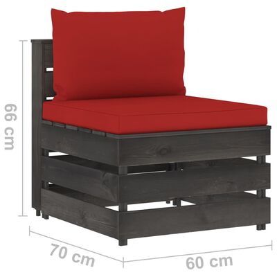 vidaXL 10-tlg. Garten-Lounge-Set mit Kissen Grau Imprägniertes Holz