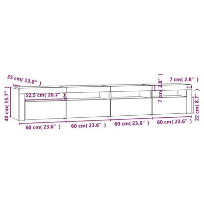 vidaXL TV-Schrank mit LED-Leuchten Räuchereiche 240x35x40 cm