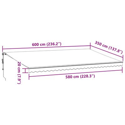 vidaXL Markise Automatisch mit LED Anthrazit & Weiß 600x350 cm