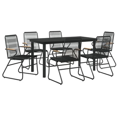 vidaXL 7-tlg. Garten-Essgruppe Schwarz PVC-Rattan