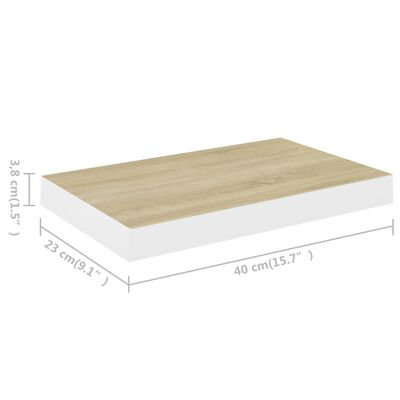 vidaXL Schweberegal Eichenoptik und Weiß 40x23x3,8 cm MDF