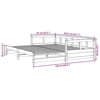 vidaXL Tagesbett ohne Matratze Wachsbraun 80x200 cm Massivholz Kiefer