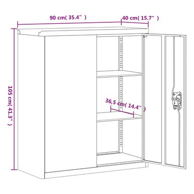 vidaXL Aktenschrank Hellgrau 90x40x145 cm Stahl