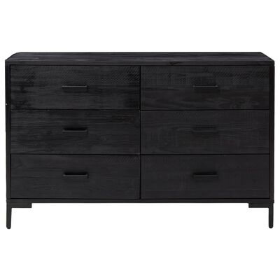 vidaXL Sideboard Schwarz 110x35x70 cm Massivholz Kiefer