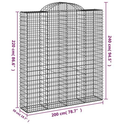 vidaXL Gabionen mit Hochbogen 13Stk. 200x50x220/240cm Verzinktes Eisen