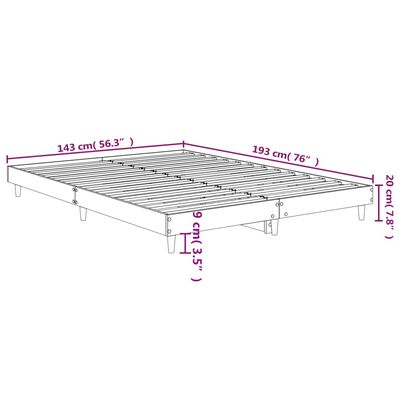 vidaXL Bettgestell ohne Matratze Sonoma-Eiche 140x190 cm Holzwerkstoff