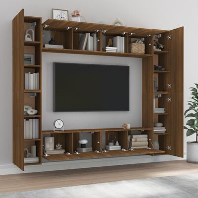 vidaXL 8-tlg. TV-Schrank-Set Braun Eichen-Optik Holzwerkstoff