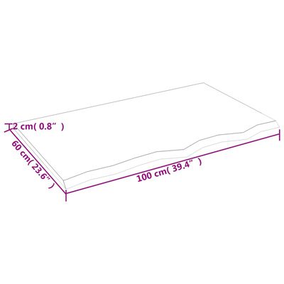 vidaXL Waschtischplatte Dunkelbraun 100x60x2 cm Massivholz Behandelt