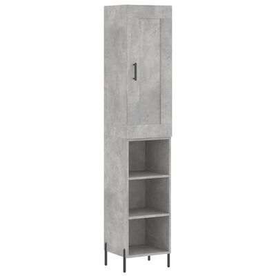 vidaXL Highboard Betongrau 34,5x34x180 cm Holzwerkstoff