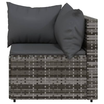 vidaXL Garten-Ecksofa mit Kissen Grau Poly Rattan