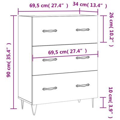 vidaXL Sideboard Grau Sonoma 69,5x34x90 cm Holzwerkstoff