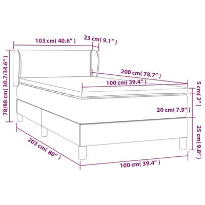 vidaXL Boxspringbett mit Matratze Schwarz 100x200 cm Kunstleder