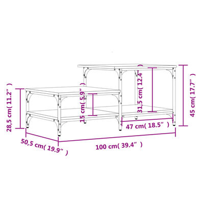 vidaXL Couchtisch Sonoma-Eiche 100x50,5x45 cm Holzwerkstoff