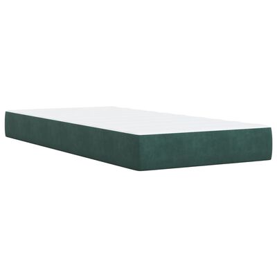 vidaXL Boxspringbett mit Matratze Dunkelgrün 100x200 cm Samt