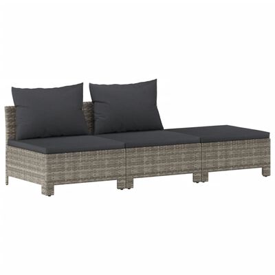 vidaXL 6-tlg. Garten-Lounge-Set mit Kissen Grau Poly Rattan