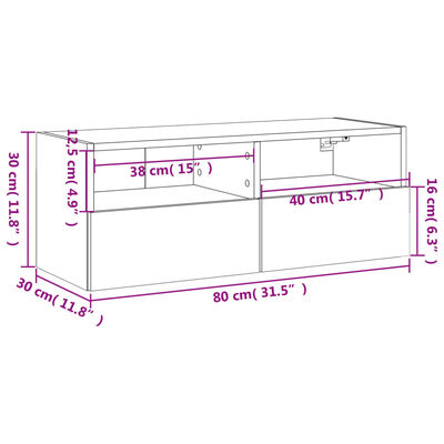 vidaXL TV-Wandschrank Grau Sonoma 80x30x30 cm Holzwerkstoff