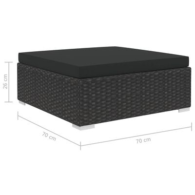 vidaXL 5-tlg. Garten-Lounge-Set mit Auflagen Poly Rattan Schwarz