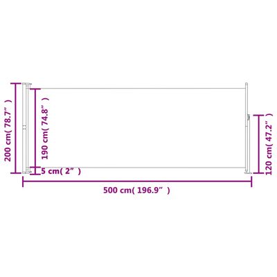 vidaXL Seitenmarkise Ausziehbar 220x500 cm Rot