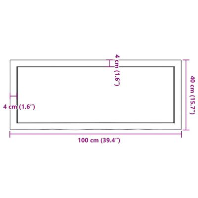 vidaXL Tischplatte Dunkelbraun 100x40x(2-4)cm Massivholz Eiche