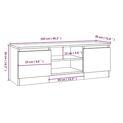 vidaXL TV-Schrank mit Tür Räuchereiche 102x30x36 cm