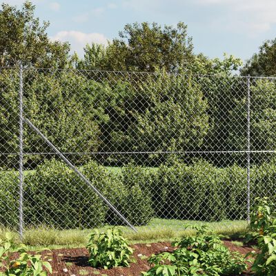 vidaXL Maschendrahtzaun mit Bodenhülsen Silbern 2,2x10 m