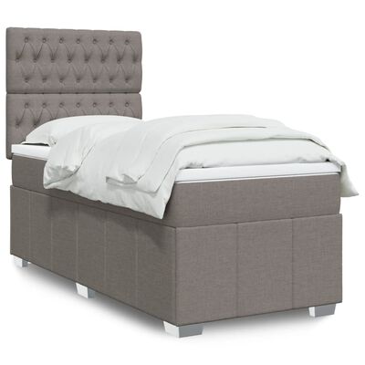 vidaXL Boxspringbett mit Matratze Taupe 90x190 cm Stoff