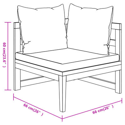 vidaXL 3-tlg. Garten-Lounge-Set mit Cremeweißen Kissen Massivholz Akazie