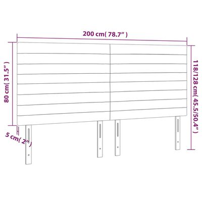 vidaXL LED Kopfteil Dunkelgrau 200x5x118/128 cm Samt