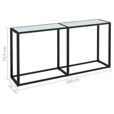 vidaXL Konsolentisch Weiß Marmor-Optik 160x35x75,5 cm Hartglas