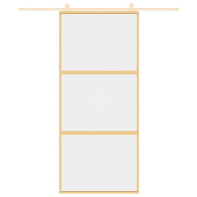 vidaXL Schiebetür Golden 90x205 cm ESG-Klarglas und Aluminium