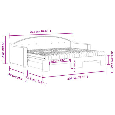 vidaXL Tagesbett Ausziehbar mit Matratzen Dunkelgrau 80x200 cm Stoff