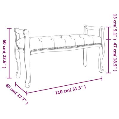 vidaXL Sitzbank Hellgrau 110x45x60 cm Samt